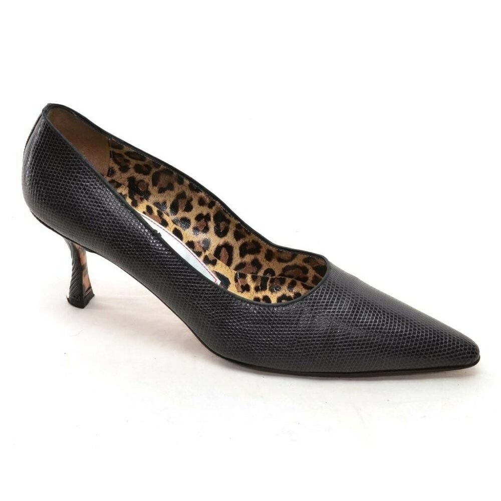 Warren Edwards  Black Lizard Pointed Toe Pumps 8.5